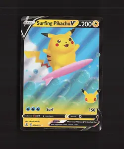 Surfing Pikachu V 008/025 Celebrations Ultra Rare Holo Pokemon Card NM - Image 1