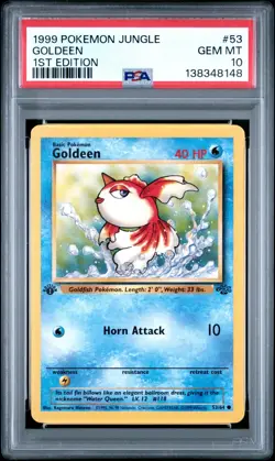 1999 Pokemon Jungle 1st Edition Goldeen 53 FRESHLY GRADED PSA 10 GEM MINT - Image 1