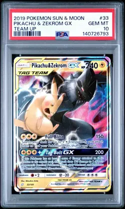 PSA 10 PIKACHU & ZEKROM GX 33/181 TAG TEAM TEAM UP POKEMON ⚡ - Image 1