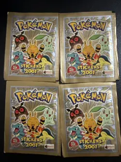 2001 Topps Merlin Pokemon Stickers Series 3 Booster Packs x4 NEW Factory Sealed - Image 1