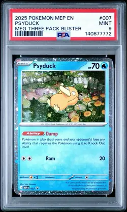 2025 Pokemon MEP EN Psyduck Meg Three Pack Blister #007 PSA 9 - Image 1