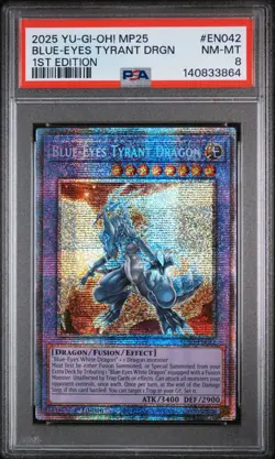 2025 YU-GI-OH! MP25-MEGA-PACK TIN #EN042 BLUE-EYES TYRANT DRGN 1ST EDITION PSA 8 - Image 1