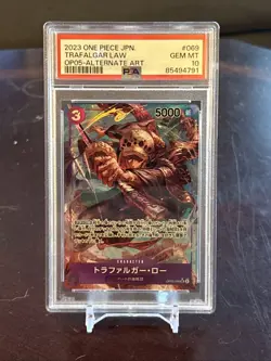 ONE PIECE TRAFALGAR LAW OP05 ALTERNATE ART 2023 JAPANESE #069 PSA 10 TCG - Image 1