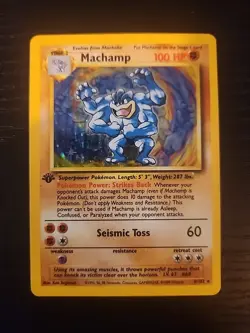 Pokemon TCG Machamp Holo Unlimited Holo Rare 1st Edition Base Set 8/102 PSA - Image 1