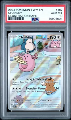 2024 POKEMON TWM EN-TWILIGHT MASQUERADE ILLUSTRATION RARE #187 CHANSEY PSA 10 - Image 1
