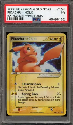 Pokemon Pikachu Gold Star EX Holon Phantoms Holo Rare #104 PSA 1 - Image 1