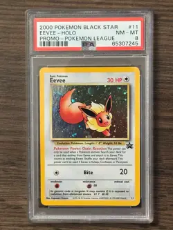 2000 Pokemon Eevee Holo BLACK STAR Promo Pokemon League #11 PSA8 # 65307245 - Image 1