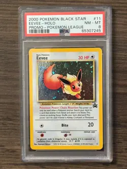 2000 Pokemon Eevee Holo BLACK STAR Promo Pokemon League #11 PSA8 # 65307245 - Image 2