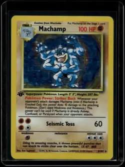 Pokemon TCG Machamp 8/102 Base Set 1st Edition Holo Rare MP - Image 1