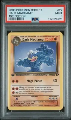 2000 POKEMON TEAM ROCKET 1ST EDITION #27/82 DARK MACHAMP PSA 9 - Image 1