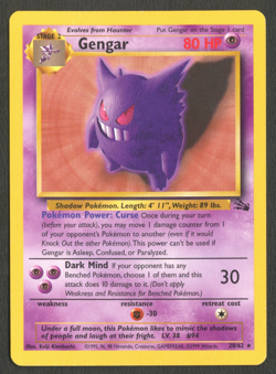 Pokemon TCG: Gengar 20/62 Fossil WoTC Non Holo Rare LP+ - Image 1