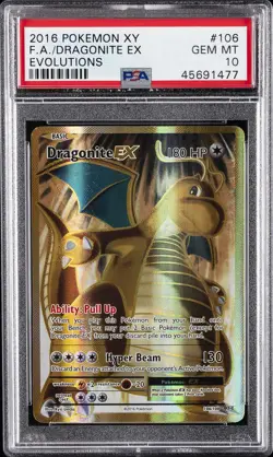 2016 POKEMON XY EVOLUTIONS #106 FULL ART/DRAGONITE EX PSA 10 - Image 1