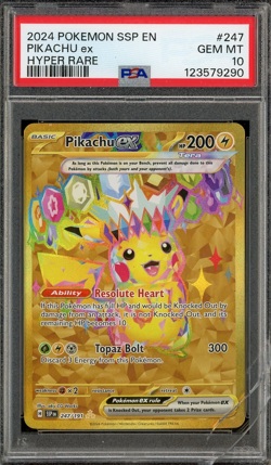 2024 Pokemon Surging Sparks Pikachu EX Hyper Rare #247 PSA 10 $200+ - Image 1