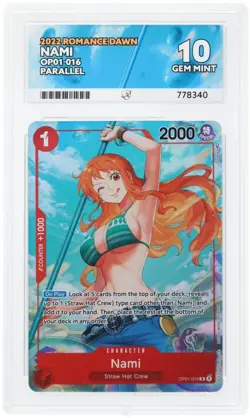 One Piece TCG - Nami OP01-016 - Errated - ACE GEM MINT 10 - Perfect Sub Grades B - Image 5