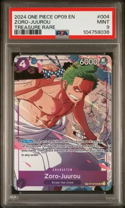 ONE PIECE OP09 - EMPERORS IN THE NEW WORLD 004 ZORO-JUUROU TREASURE RARE PSA 9 - Image 1