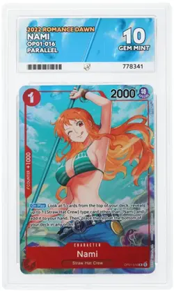 One Piece TCG - Nami OP01-016 - Errated - ACE GEM MINT 10 - Perfect Sub Grades A - Image 5
