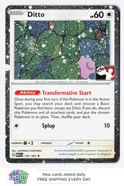 Ditto 132/165 - Prize Pack Series Stamped Card SV: 151 Rare Holo Near Mint - Image 1