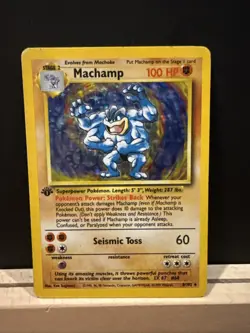 Pokemon TCG Machamp Holo Unlimited Rare 1st Edition Card 8/102 Base Set - Image 1