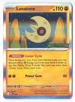 Lunatone 004 - ME01: Mega Evolution Stamped Promo Pokemon Holo NM - Image 1