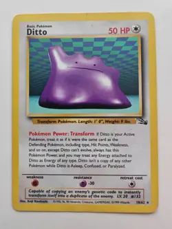 Rare Pokemon T Cards - Ditto 18/62 - Fossil Set 1999 WOTC Vintage - Image 1
