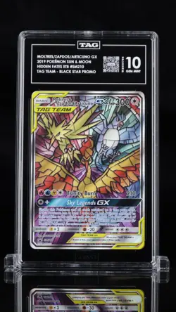 2019 POKEMON MOLTRES ZAPDOS ARTICUNO GX BLACK STAR PROMO FULL ART SM210 TAG 10 - Image 1