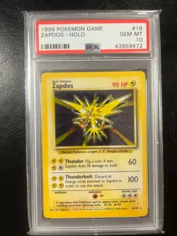 Pokemon TCG Base Set 1999 PSA 10 Zapdos Holo 16/102 English WOTC GEM MINT - Image 1