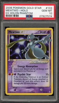 Pokemon Mewtwo Gold Star EX Holon Phantoms Holo Ultra Rare #103 PSA 10 - Image 1