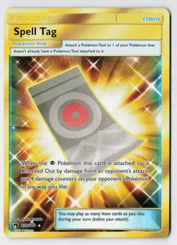 Spell Tag 235/214 - Pokemon SM Lost Thunder Secret Gold Rare Full Holo Foil NM - Image 1