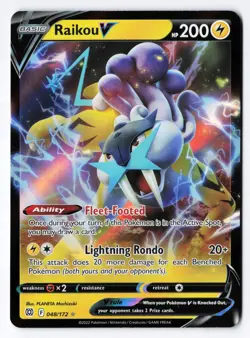 Raikou V 048/172 - Pokemon Brilliant Stars Sword & Shield Full Art Ultra Rare NM - Image 1