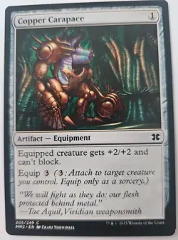 MTG Magic The Gathering Card Copper Carapace Artifact Equipment Modern Masters - Image 1