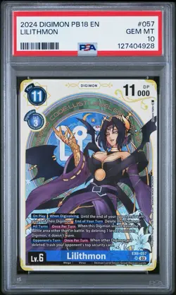 2024 Digimon Card Game Lilithmon EX6-057 SR Premium Heroines PSA 10 Gem Mint - Image 1