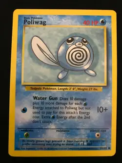 Vintage 1999 Pokemon Cards Unlimited Base Set Poliwag MINT - Image 1