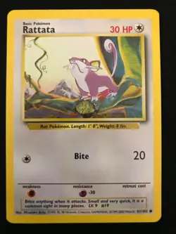 Vintage 1999 Pokemon Cards Unlimited Base Set Rattata MINT - Image 1