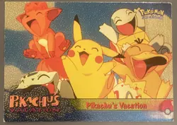 Pokemon Topps Pikachu's Vacation #4 Holo Black Logo Vintage - Image 1