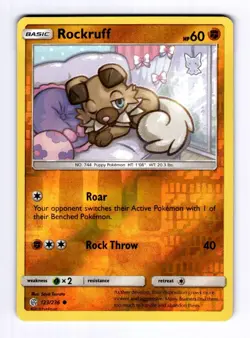 Rockruff SM - Cosmic Eclipse #123 (2019) Common Reverse Holo NM Pokemon - Image 1