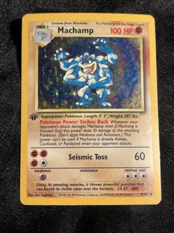 Machamp 8/102 1st Edition Holo Rare - Base Set WotC 1999 Pokemon TCG MP (A1) - Image 1