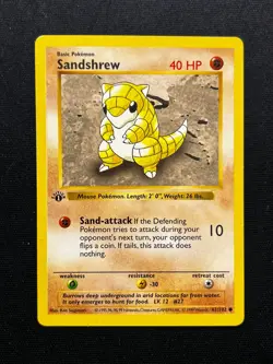 Pokemon Sandshrew 62/102 1st Edition Shadowless Base Set - Image 1
