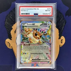 PSA 8 NEAR MINT 2025 Pokemon Prismatic Evolutions EEVEE EX #075 Holo - Image 2