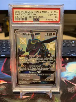 2018 POKEMON SUN & MOON CELESTIAL STORM #177A FULL ART/RAYQUAZA GX PSA 10 - Image 1