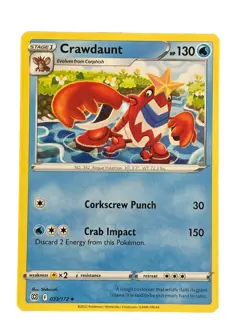 New: 2022 Pokemon TCG Crawdaunt Sword & Shield Brilliant Stars 033 Regular - Image 1