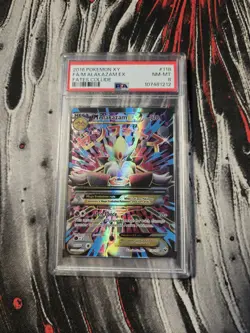 2016 Pokemon XY Fates Collide Full Art #118 M Alakazam EX PSA 8 - Image 1