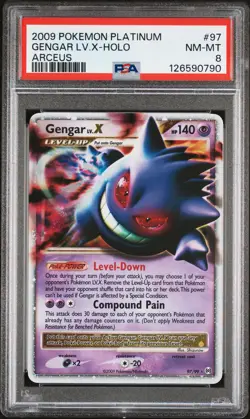 2009 POKEMON PLATINUM ARCEUS #97 GENGAR LV.X-HOLO PSA 8 - Image 1