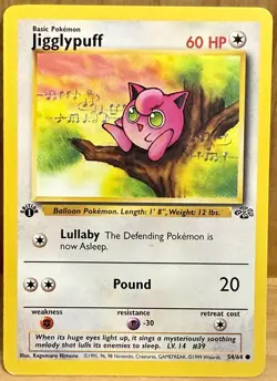 Jigglypuff 54/64 Jungle Set 1st Edition 1999 Vintage Pokemon TCG - Image 1