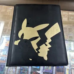 Pokemon Ultra-Pro Premium Binder Pikachu Black / Gold Leatherette - Image 1