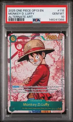 2025 ONE PIECE OP13 Monkey.D.Luffy ALTERNATE ART PSA 10 - Image 1