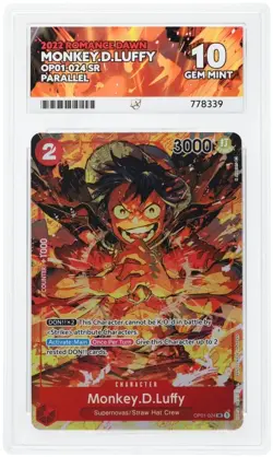 One Piece TCG - MONKEY.D.LUFFY - OP01-024 - ENGLISH - Ace 10 Perfect Sub Grade B - Image 5