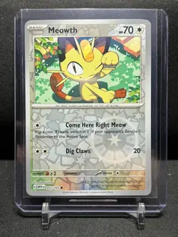 Meowth 052/165 Reverse Holo Pokemon 2023 Scarlet Violet 151 NM English - Image 1