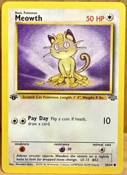 Meowth Jungle Set 1st Edition 1999 Vintage Pokemon TCG - Image 1