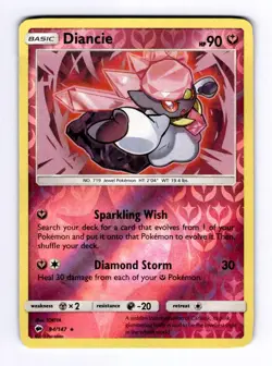 Diancie SM - Burning Shadows #94 (2017) Reverse Holo NM Pokemon - Image 1