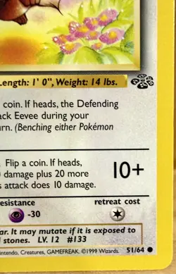 Eevee 51/64 Jungle Set 1st Edition 1999 Vintage Pokemon TC - Image 4